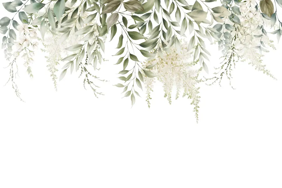 zidne murale Cvjetni okvir s akvarelnim zelenilom u94197