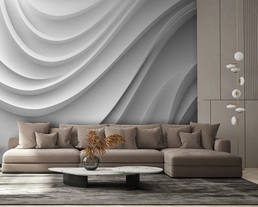 zidne murale Bijeli 3d valovi u94078