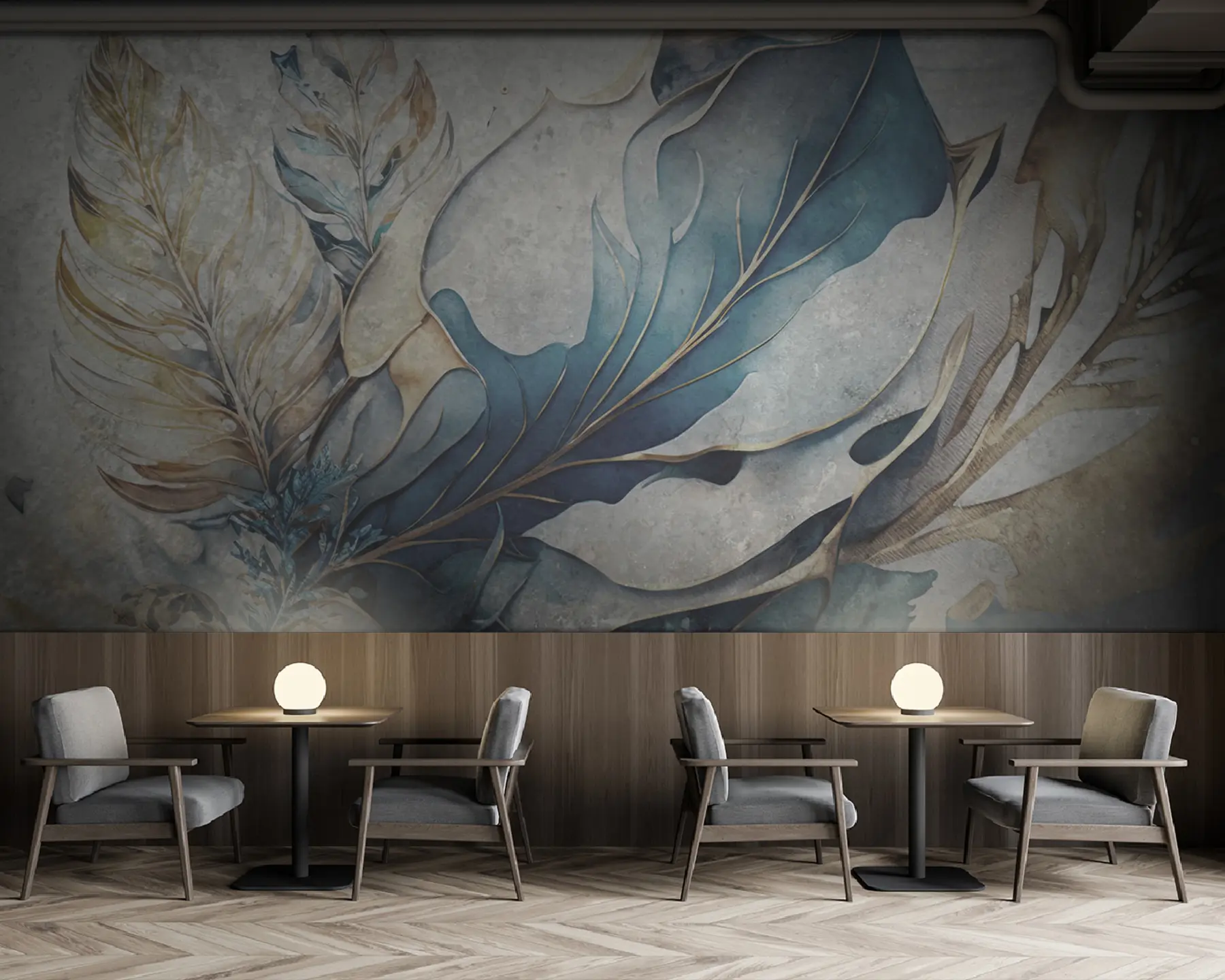 zidne murale Veliki akvarel cvjetovi na betonskom zidu u93998