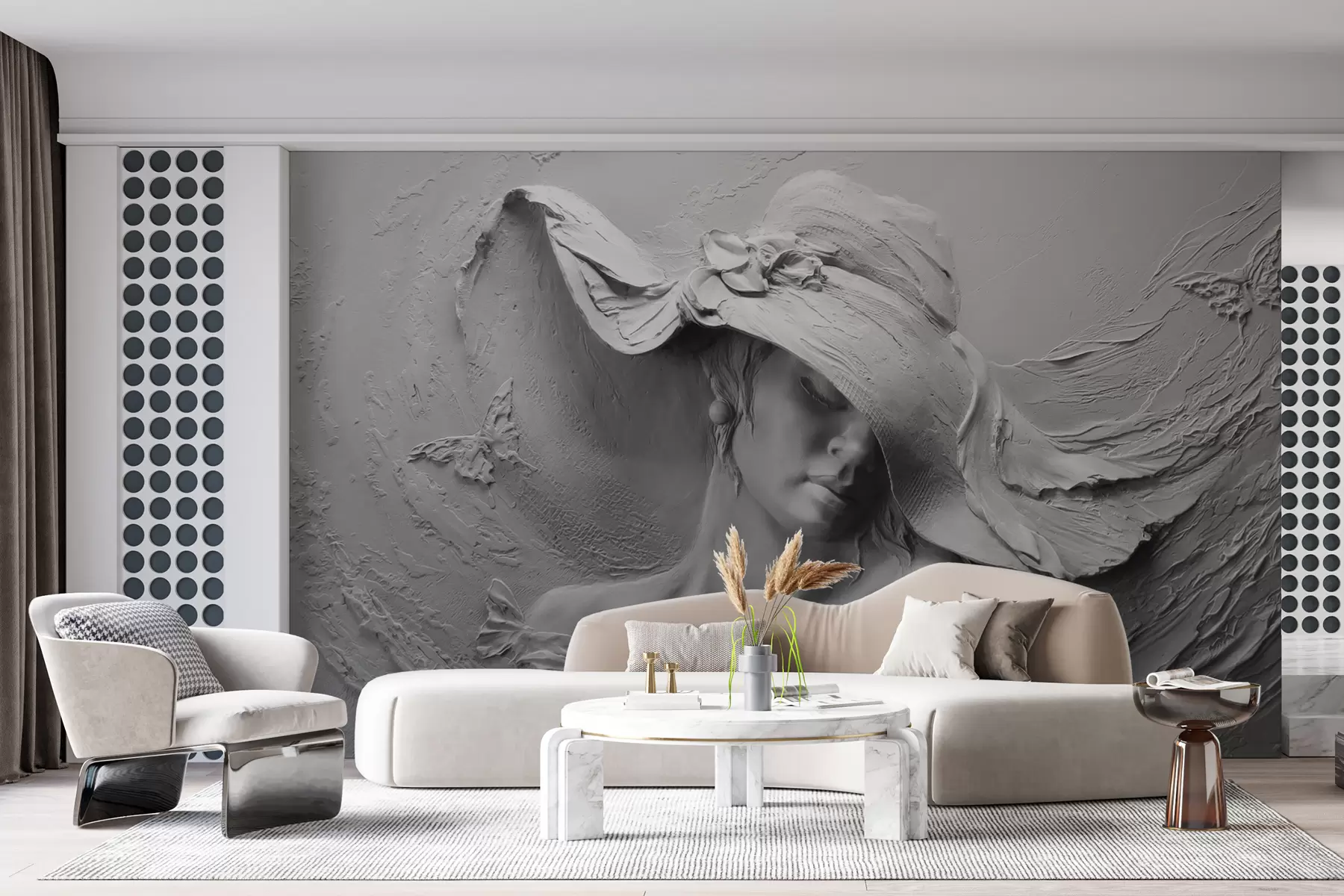 zidne murale Žena u šeširu 3D u62592