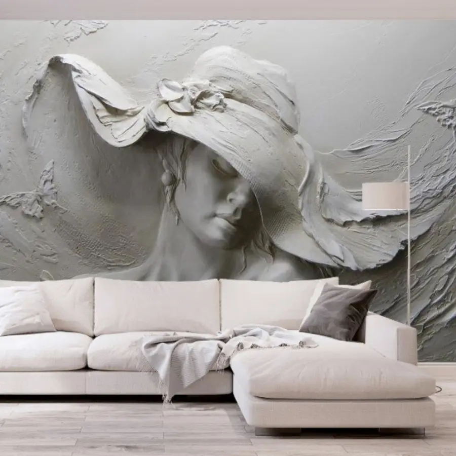 zidne murale Žena u šeširu 3D u62592