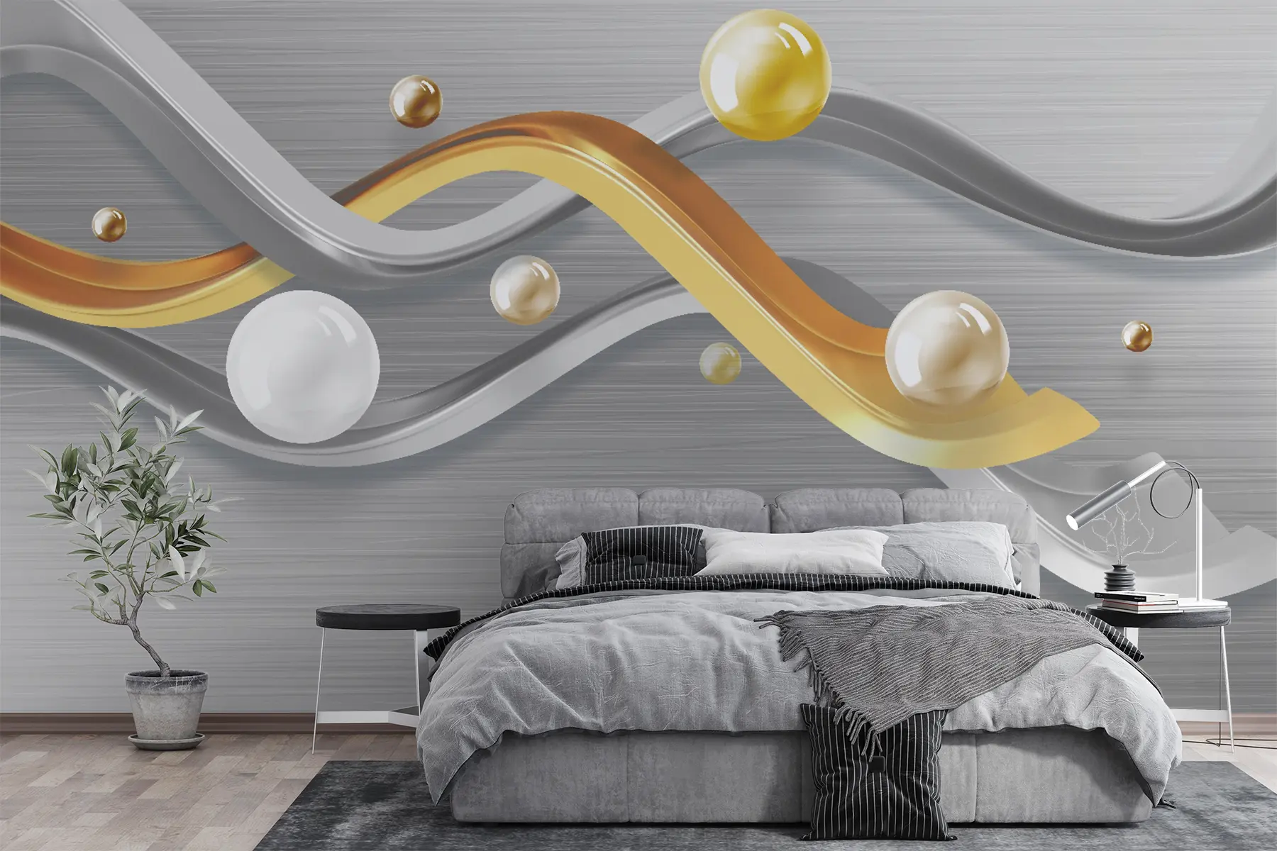 zidne murale Drvo, pravokutnik i polica u06161