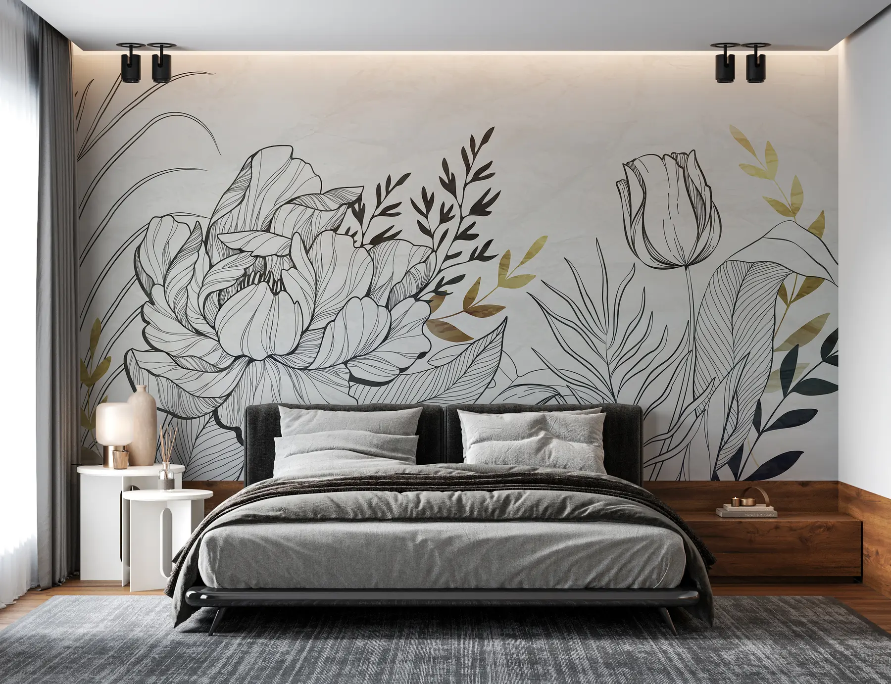 zidne murale cvjetno lišće u94307