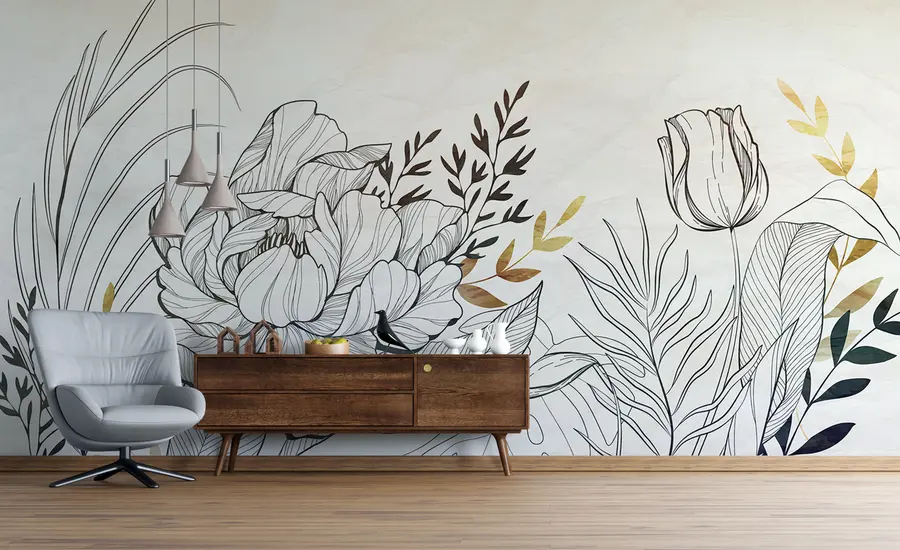 zidne murale cvjetno lišće u94307