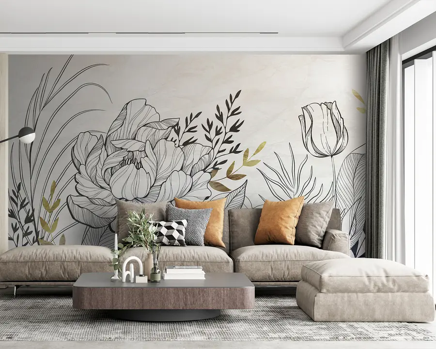 zidne murale cvjetno lišće u94307