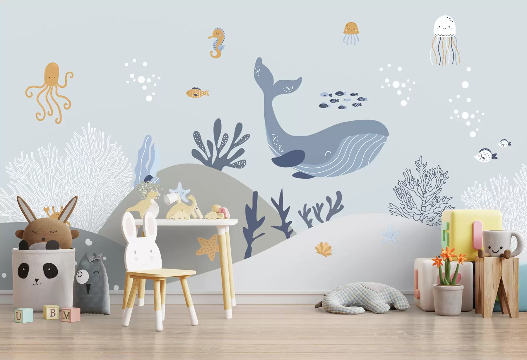 zidne murale Morski život, slatki kit u94308