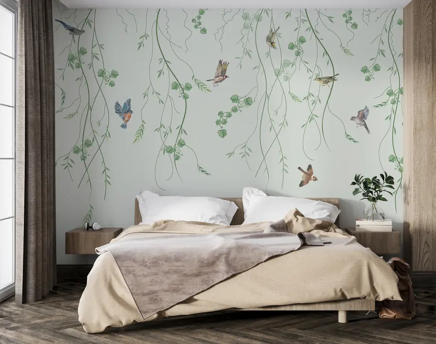 zidne murale Grane s pticama, Chinoiserie u94493