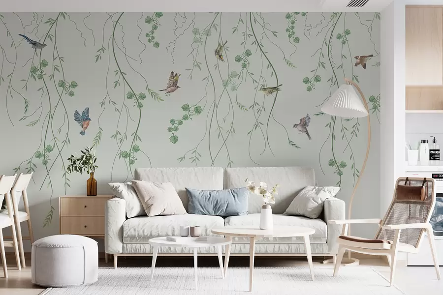 zidne murale Grane s pticama, Chinoiserie u94493