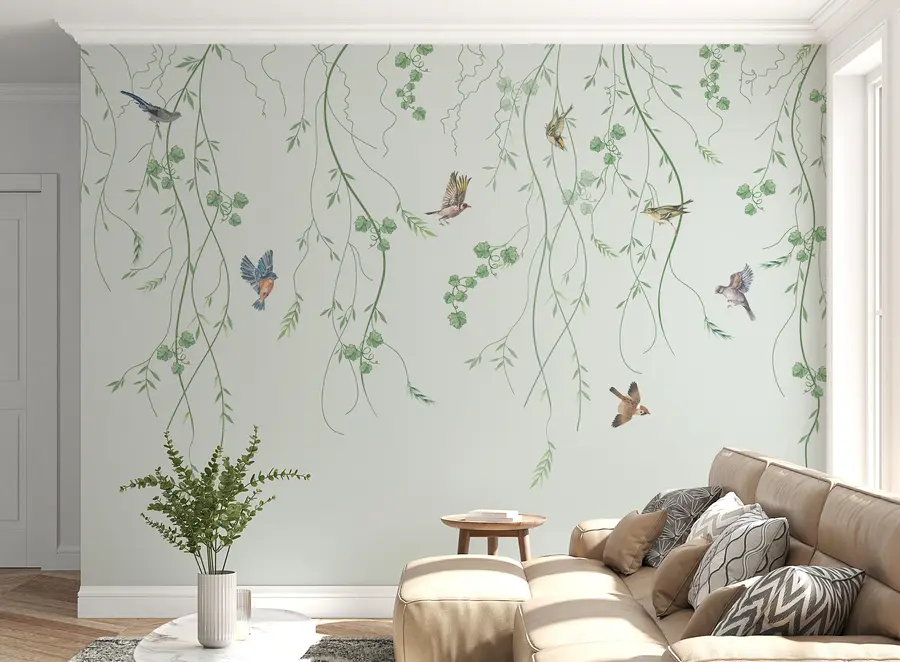 zidne murale Grane s pticama, Chinoiserie u94493