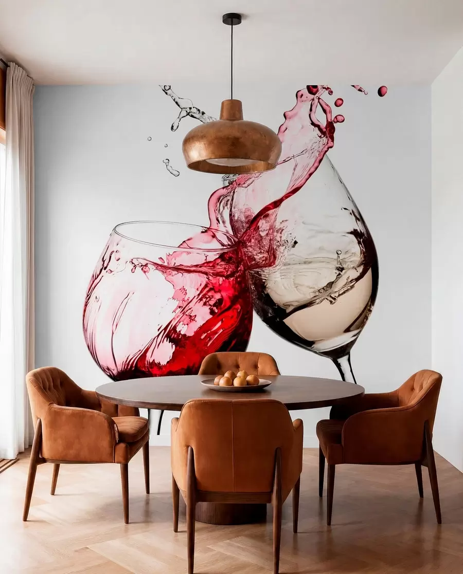 zidne murale Bijelo i crno vino u čašama u75563