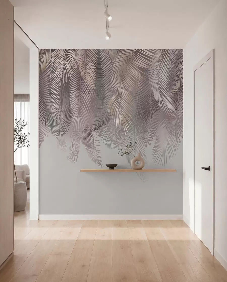 zidne murale Ružičasto lišće palme u94375