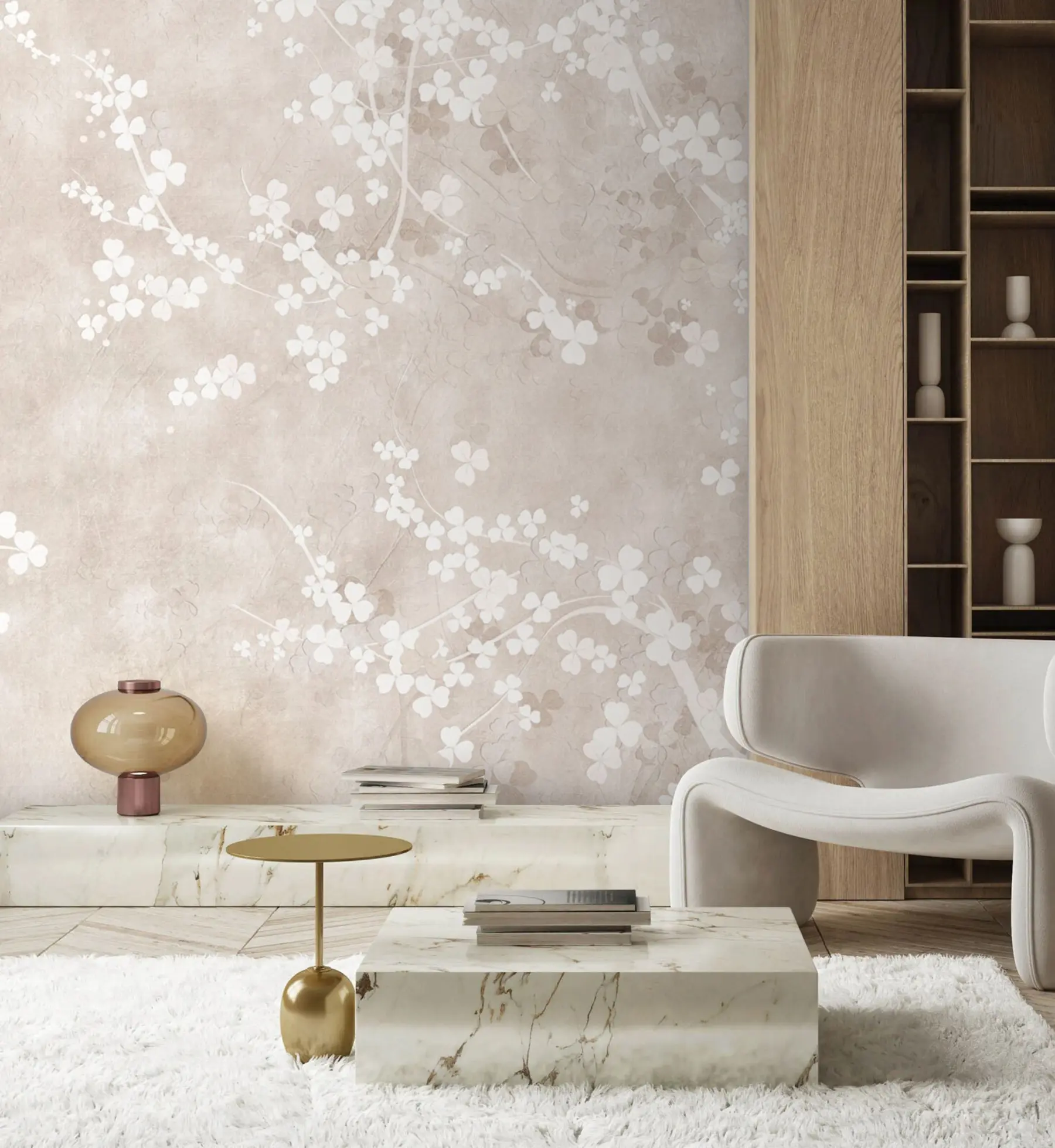 zidne murale Bijele krhke grančice i cvjetovi u94458