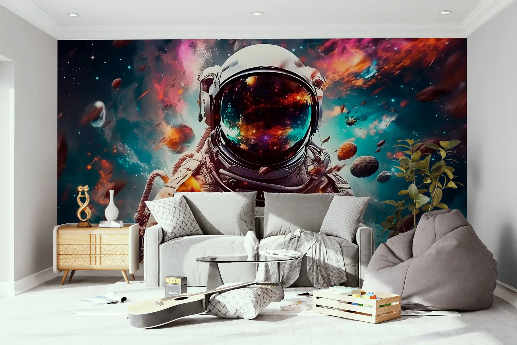 zidne murale Kozmonaut na pozadini svemira u95147