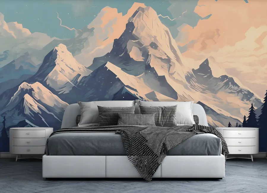 zidne murale planinski vrh prekriven snijegom u95995
