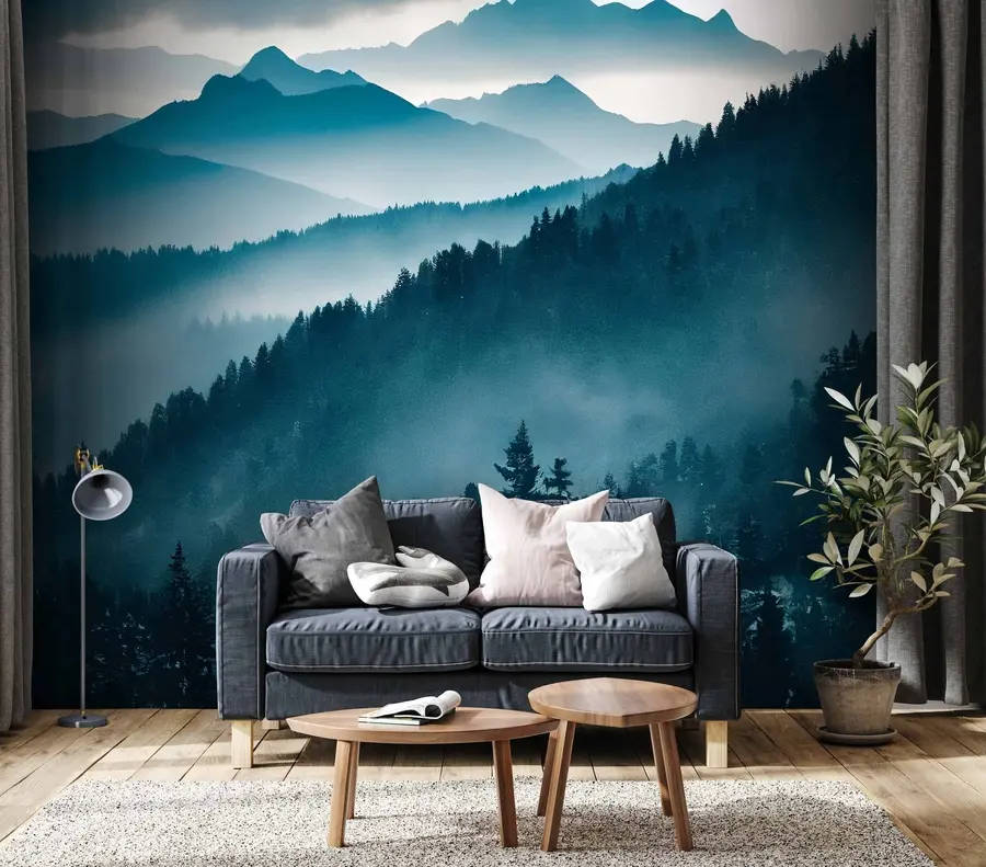 zidne murale Planinski pejzaž plavi svijet u96041
