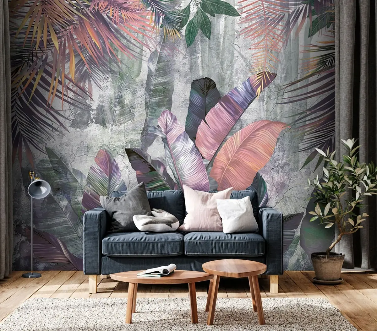 zidne murale Šareno veliko tropsko lišće u96338