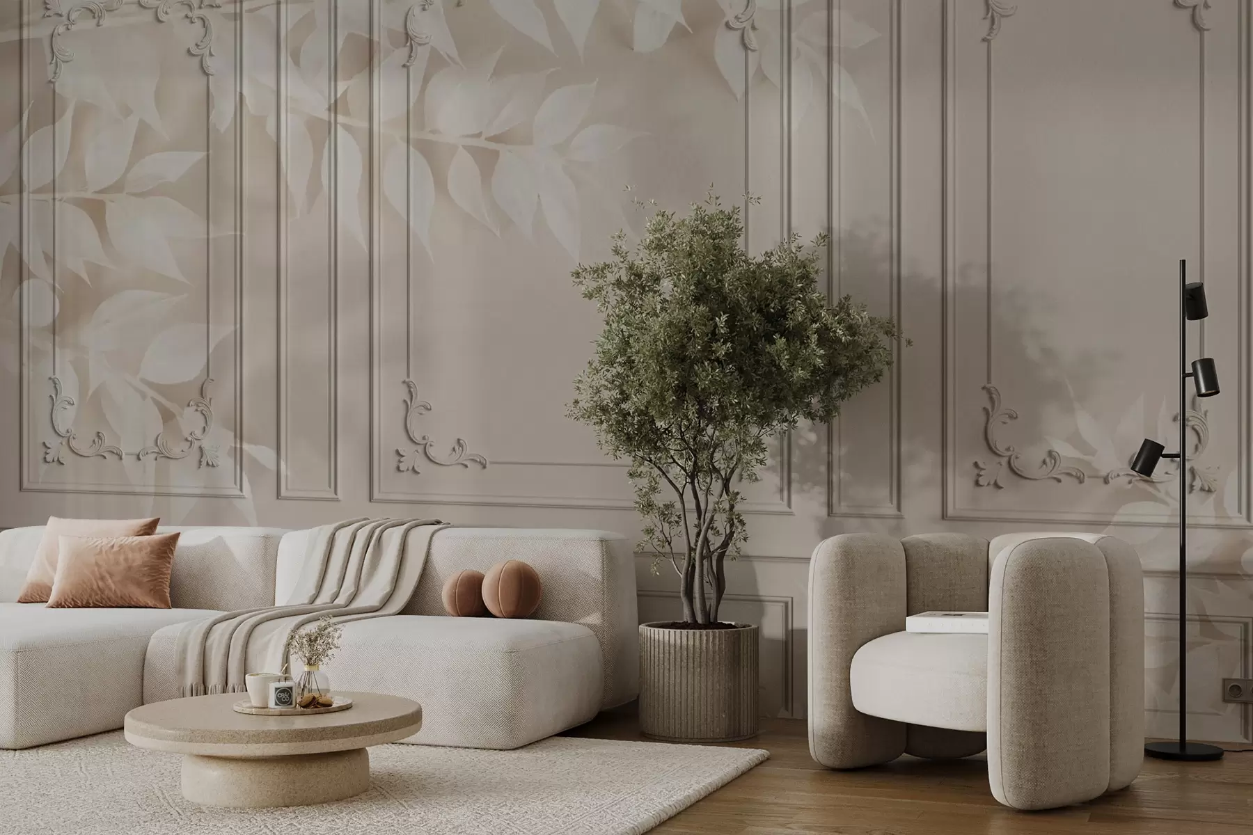 zidne murale Klasične engleske Boiserie ploče s lišćem u96165