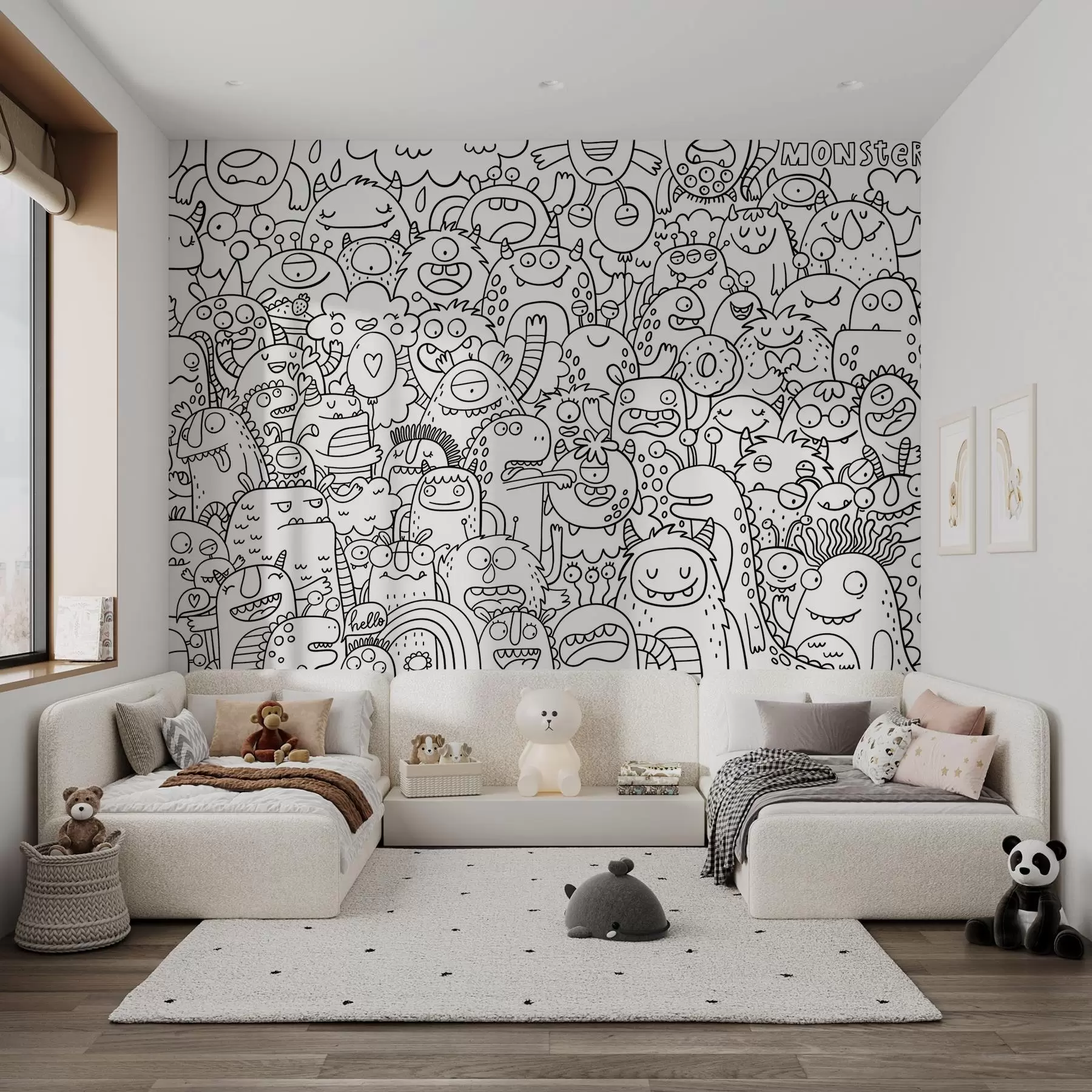 zidne murale Bojanje tapeta Dječja smiješna čudovišta u96393