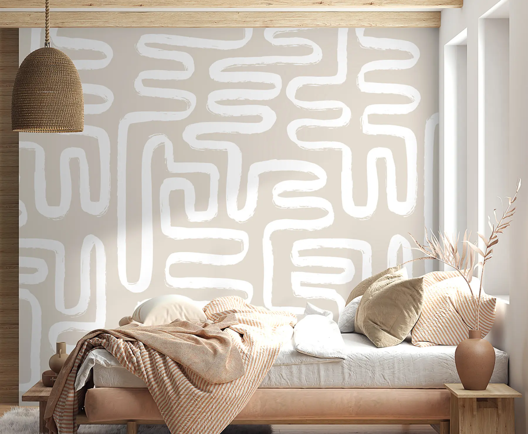 zidne murale Apstraktni labirint u pastelnim bojama u96457