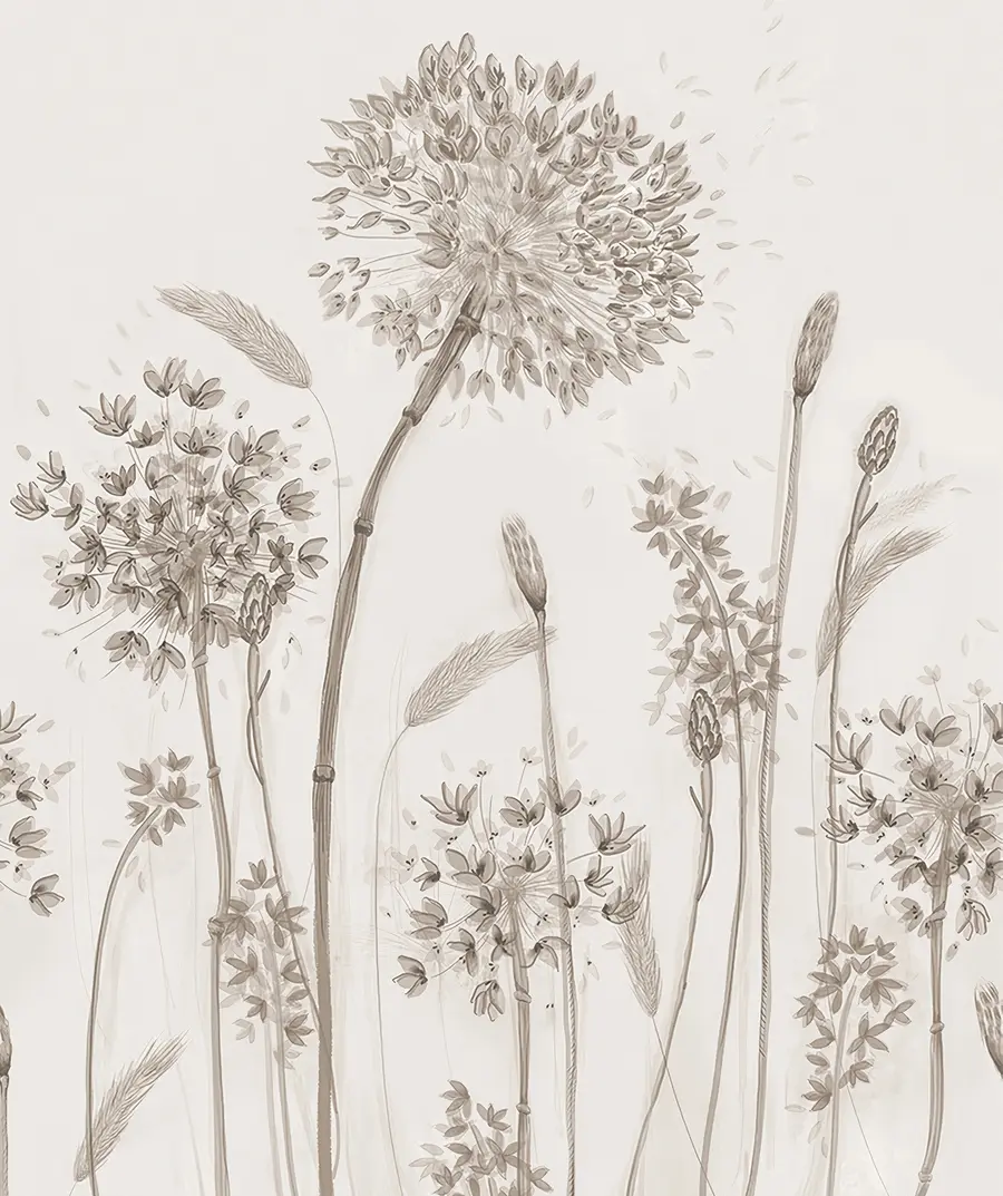 zidne murale Veliki livadni cvjetovi maslačaka jednobojni stil potkrovlja minimalizam u96934