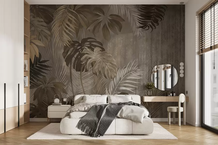 zidne murale Tropsko lišće u grunge stilu u97012