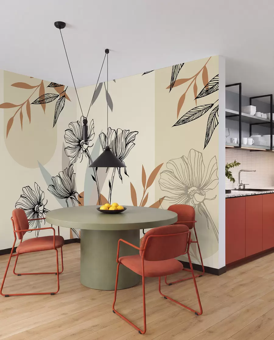 zidne murale Popularne rešetke u boho stilu s cvijećem u97028