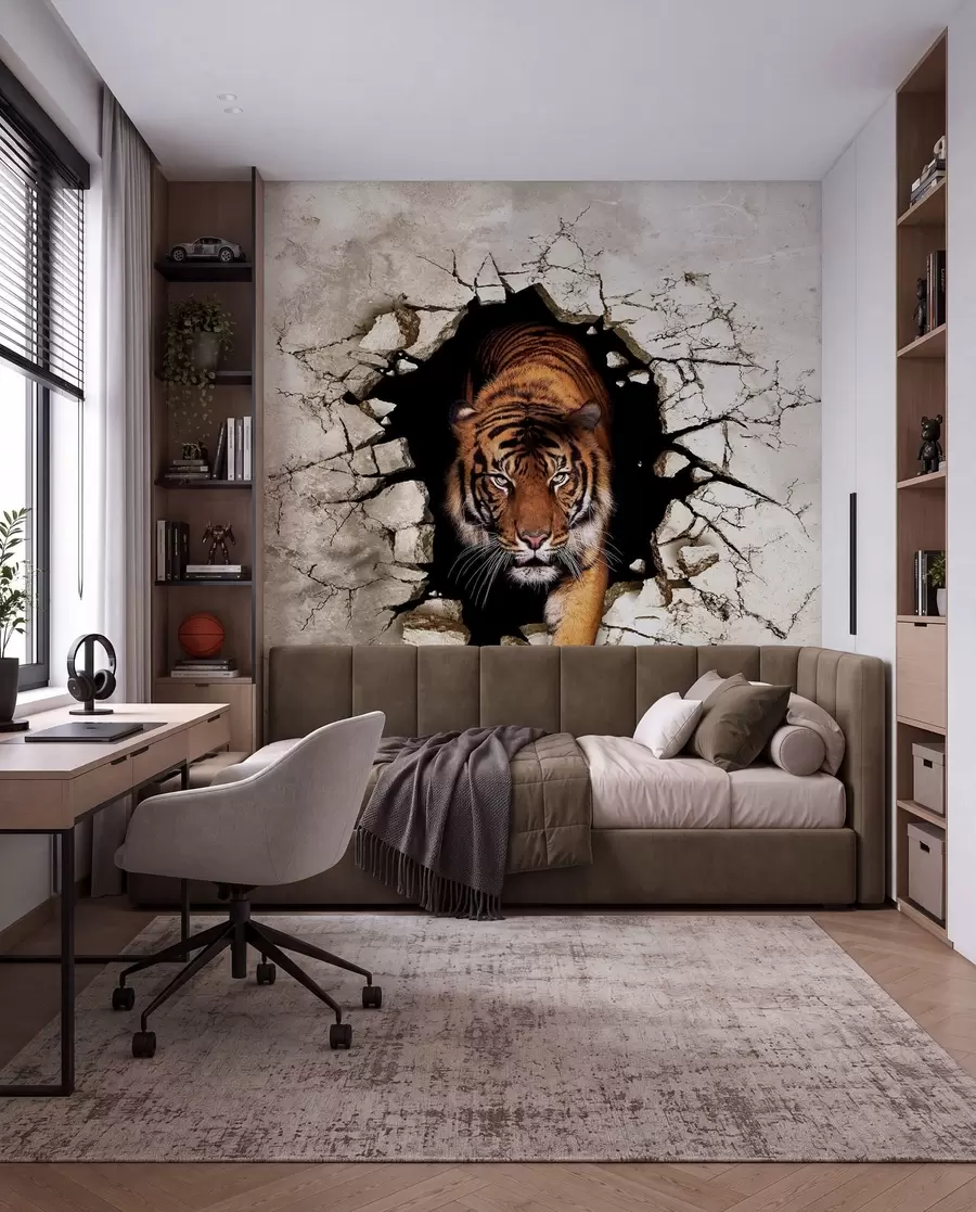 zidne murale Tigar probija zid u97031
