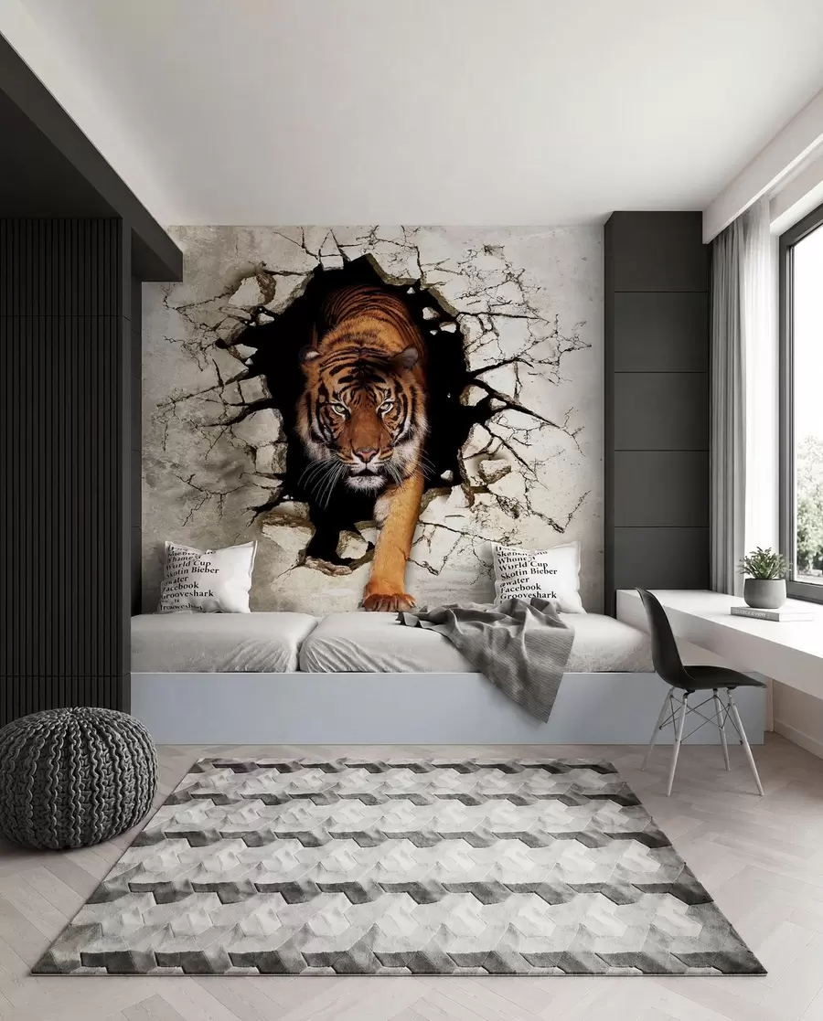 zidne murale Tigar probija zid u97031