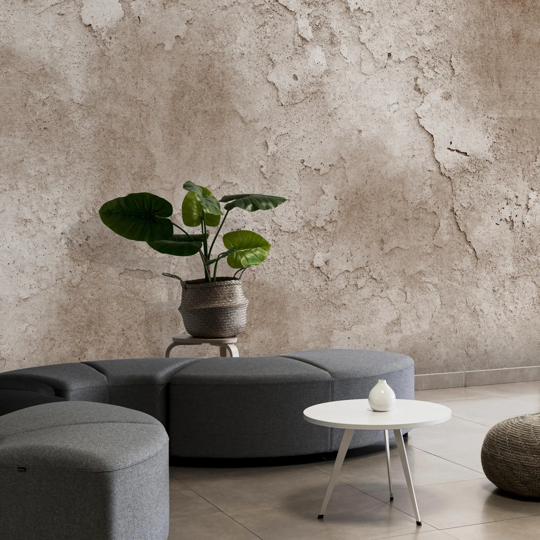 zidne murale Smeđi betonski zid s grubim rubovima u97237