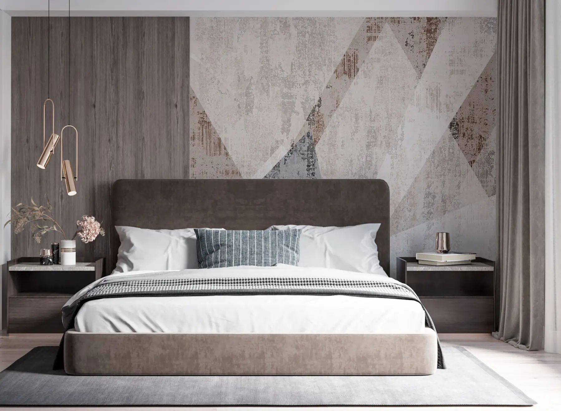 zidne murale Moderni geometrijski oblici trokuta u stilu grunge potkrovlja u97203