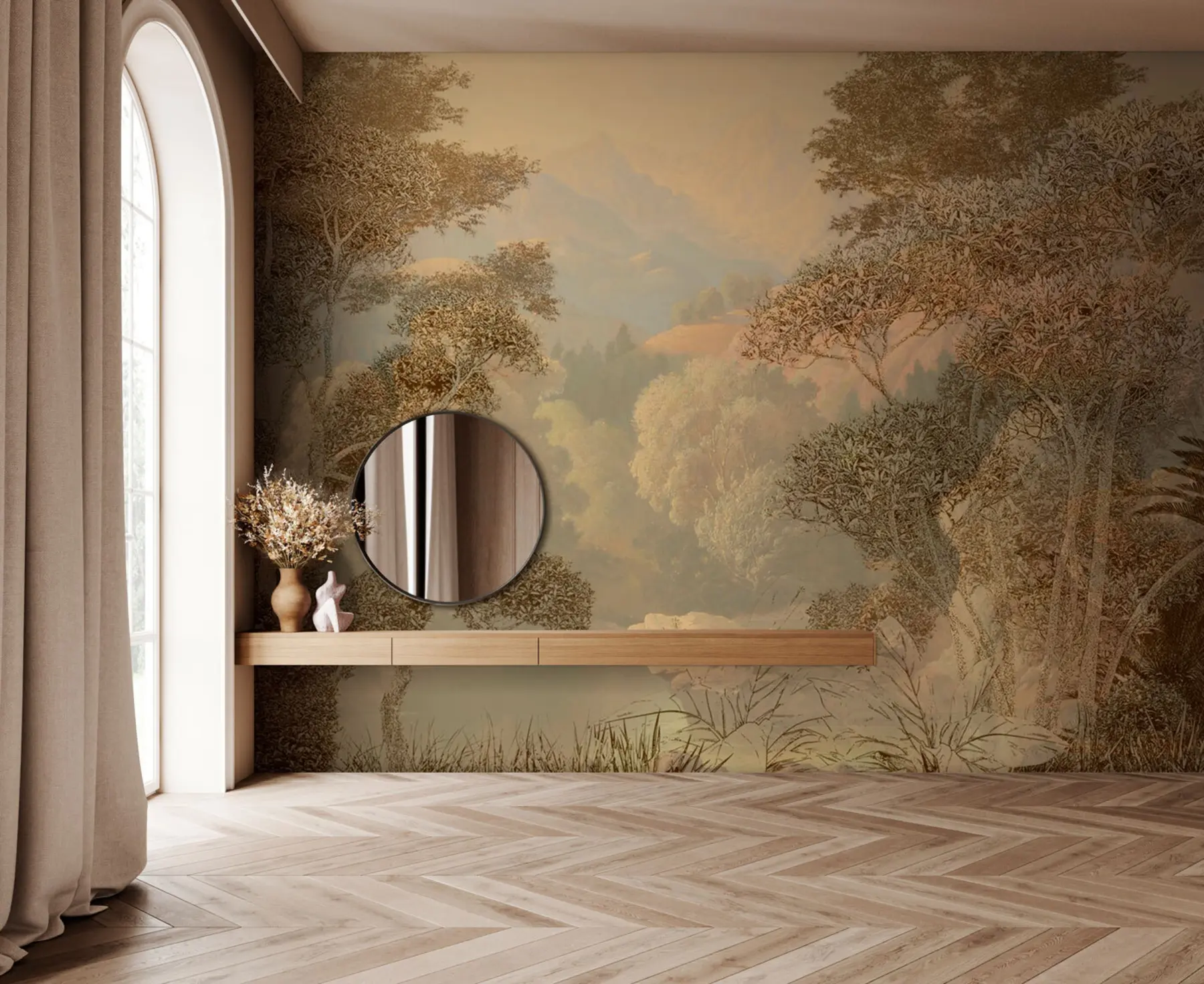 zidne murale Tropska šuma u smeđim tonovima u97403