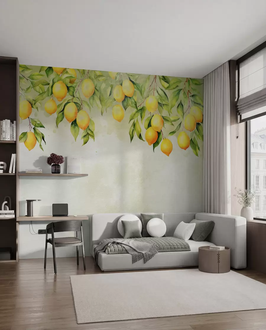 zidne murale Nježne grane limuna u97595