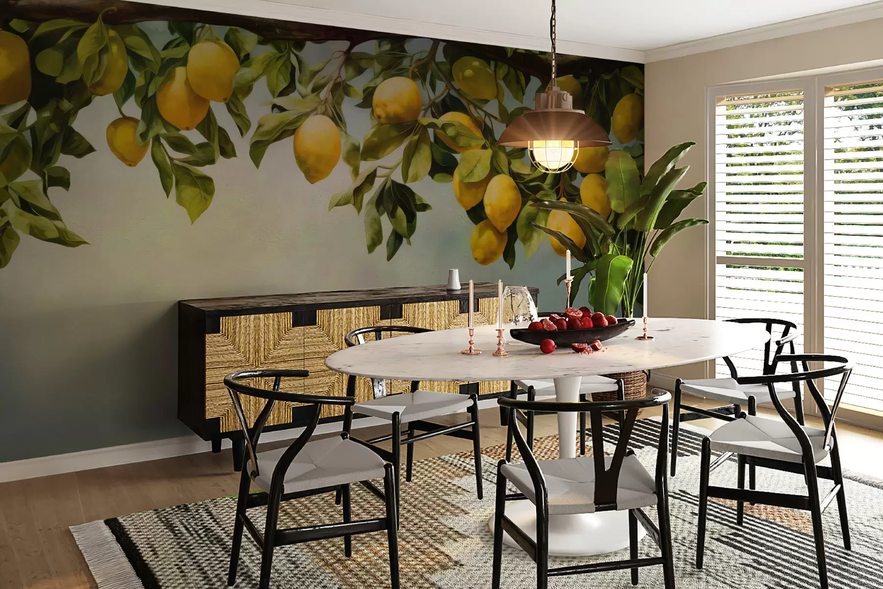 zidne murale Vintage grane stabla limuna u97600