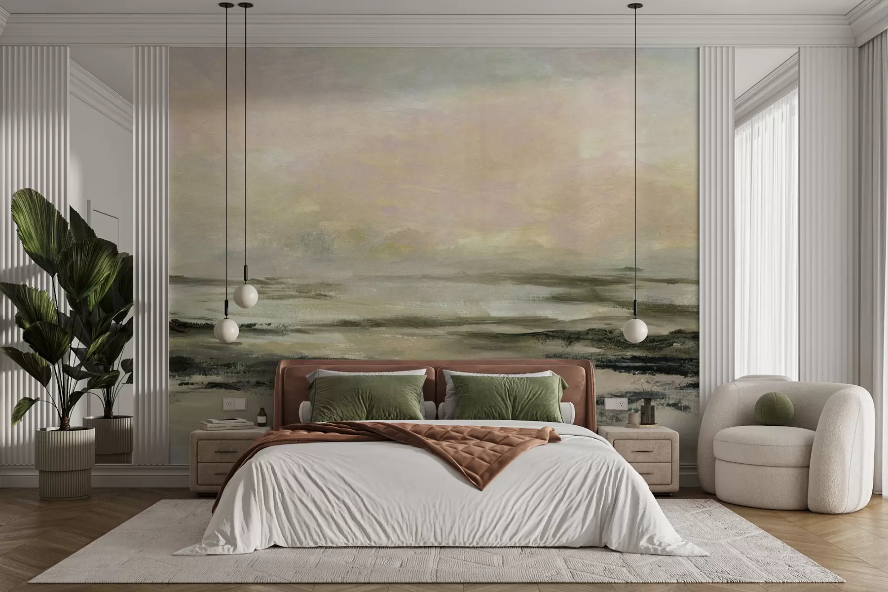 zidne murale Zalazak sunca na tropskoj plaži stilski minimalizam i potkrovlje u97451