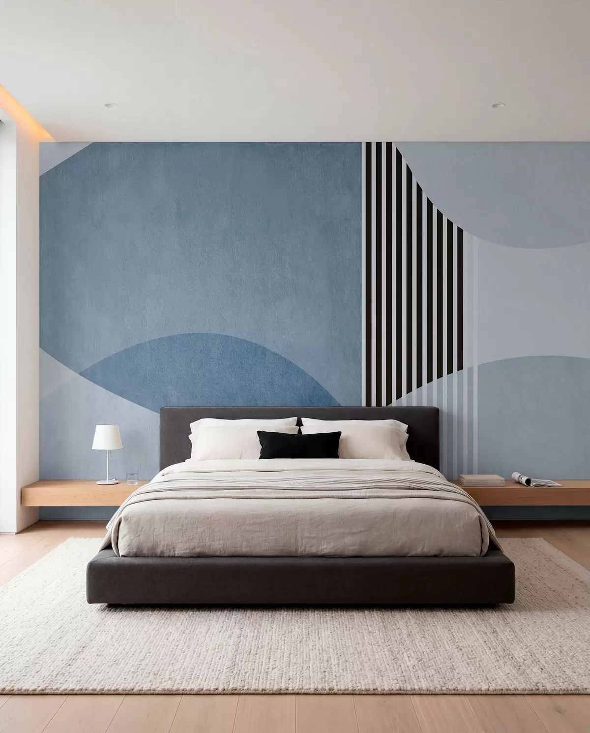zidne murale Apstraktni retro stil u plavoj boji u74075v1
