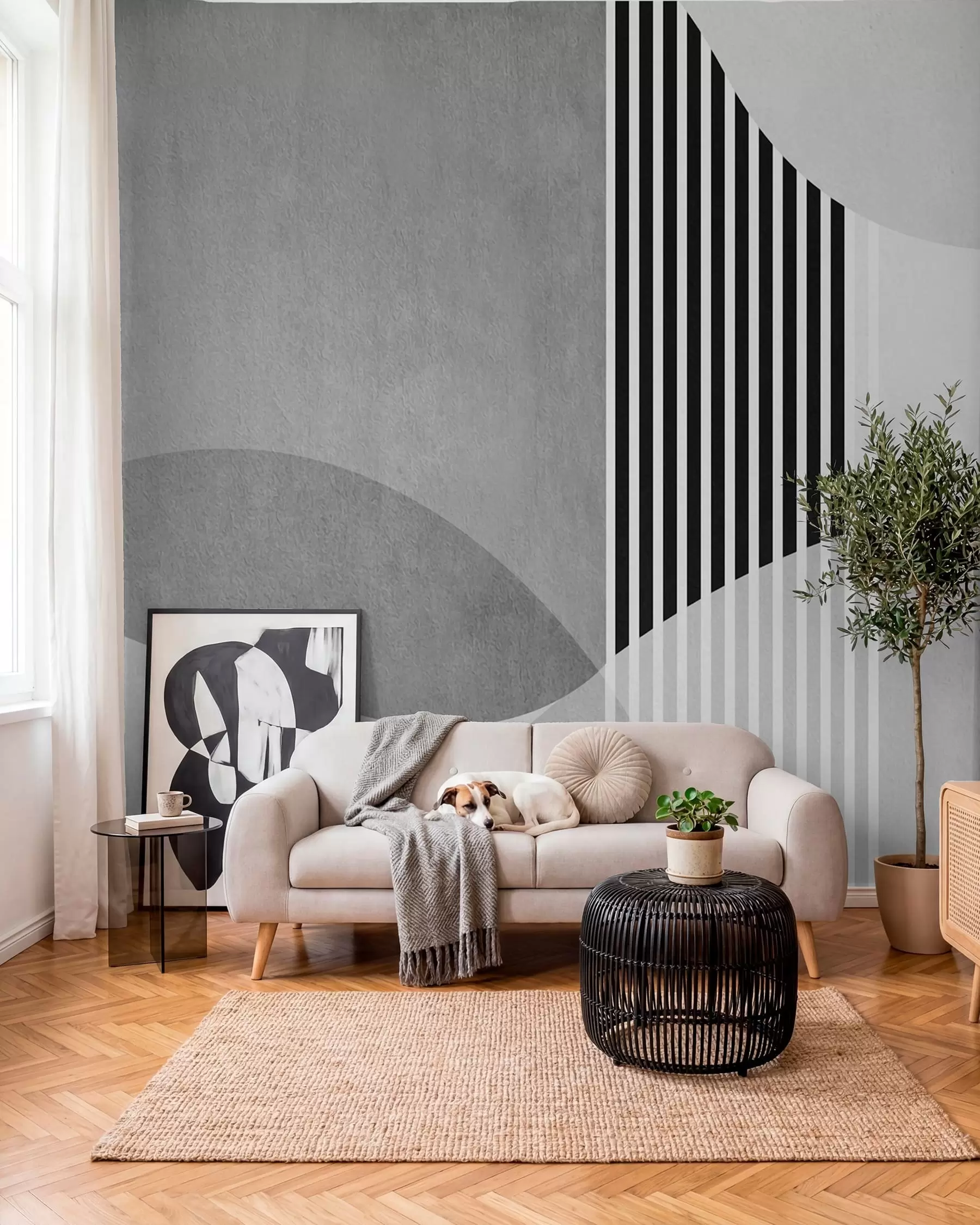 zidne murale Retro lukovi u sivom u74075v2