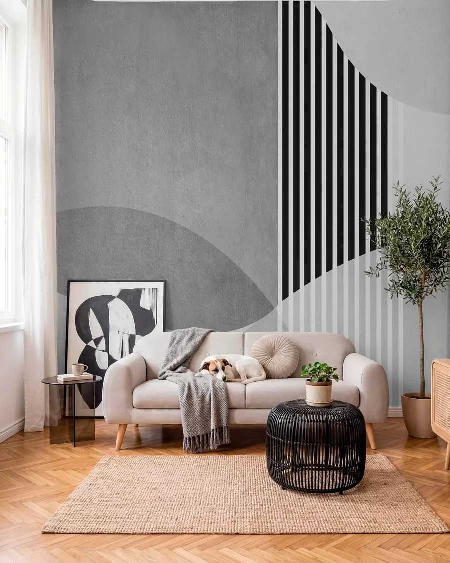 zidne murale Apstraktni retro stil u sivoj boji u74075v2