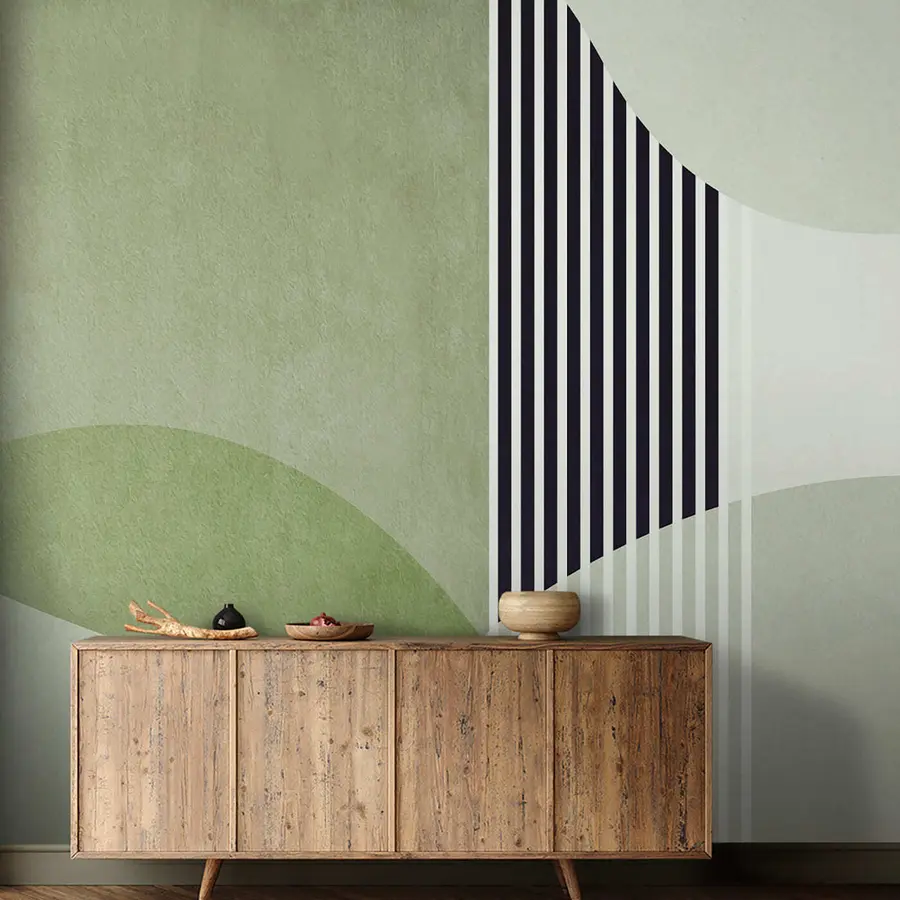 zidne murale Apstraktni retro stil u zelenoj boji u74075v3