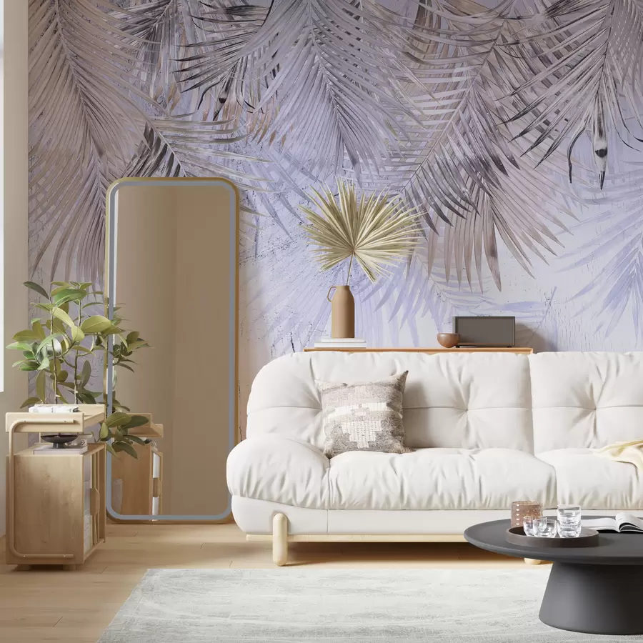 zidne murale Ljubičasto tropsko lišće u grunge stilu u93843v1