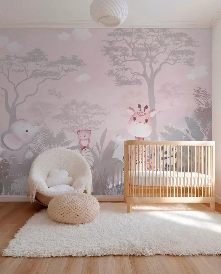 zidne murale Mali safari u staroružičastoj u73878v3