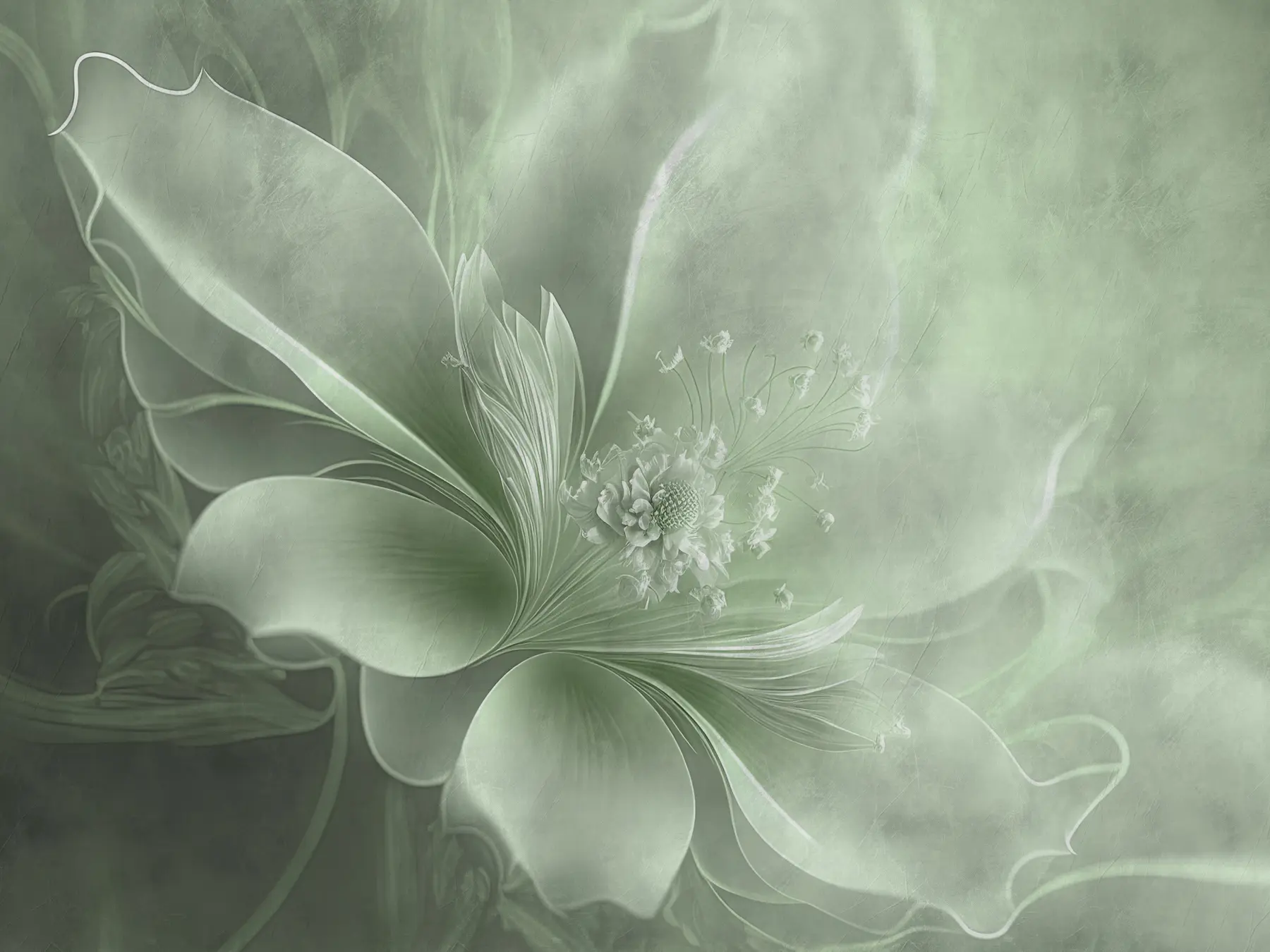 zidne murale Vrlo nježan cvijet u zelenim bojama u93944v3