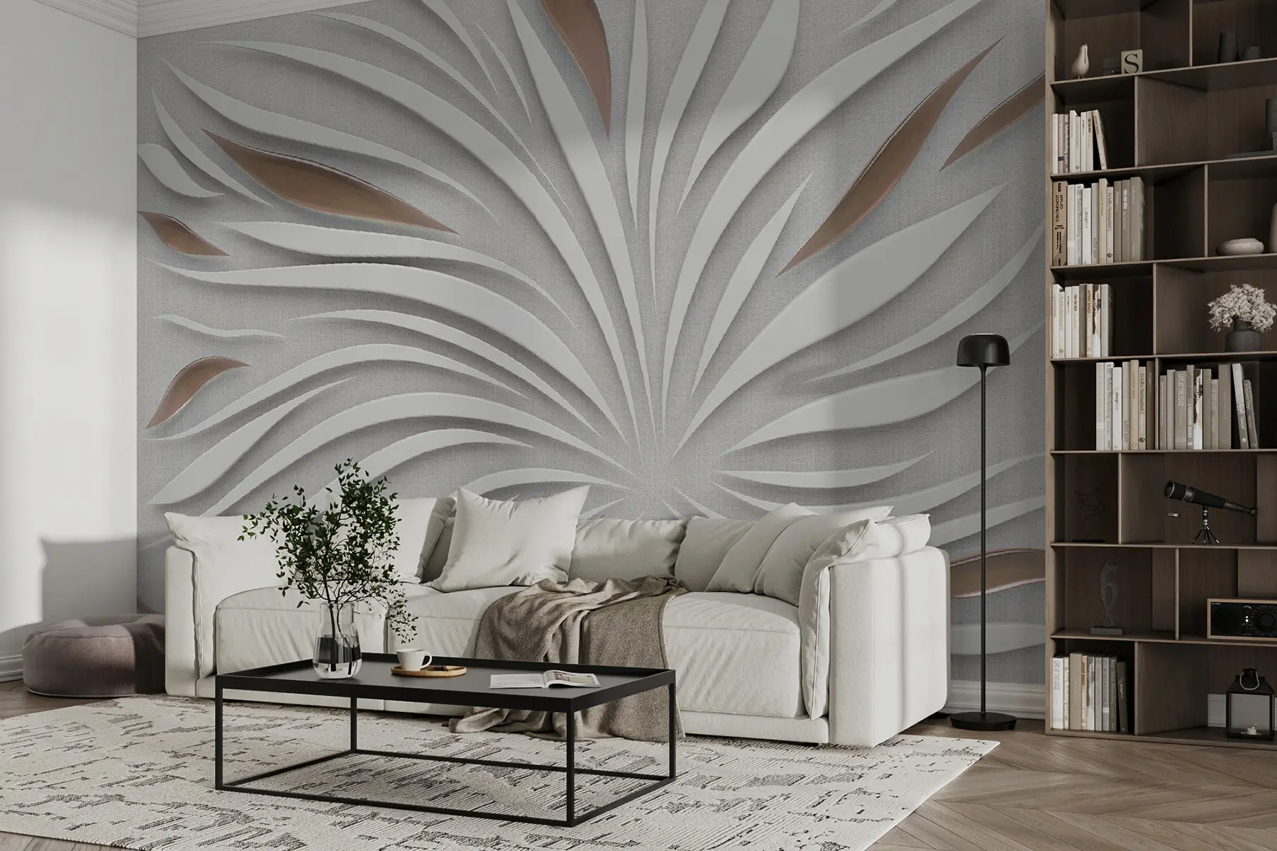 zidne murale Apstraktni cvijet na tkanini u smeđim bojama u06452v1