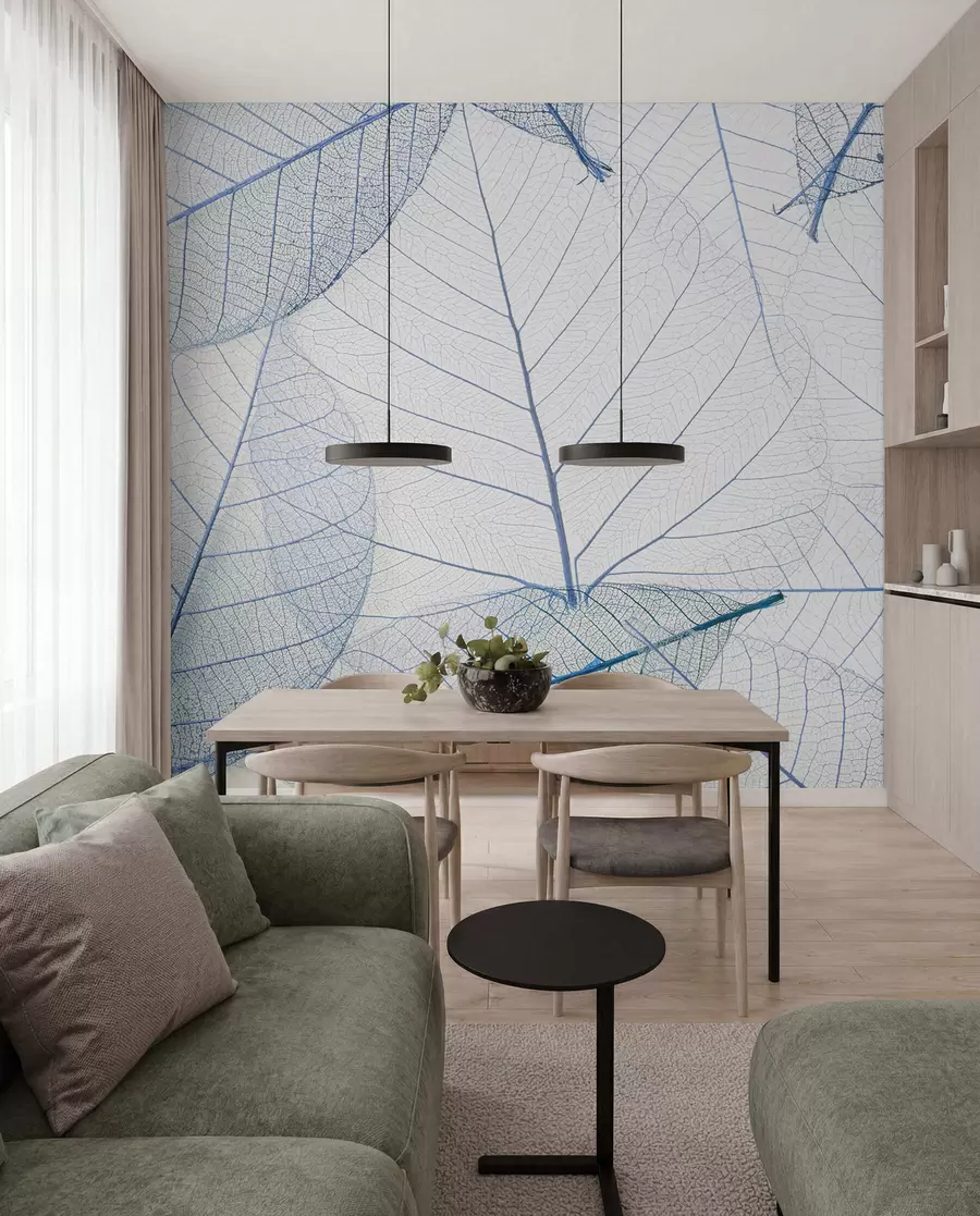 zidne murale Prozirni listovi u plavim bojama u24439v1
