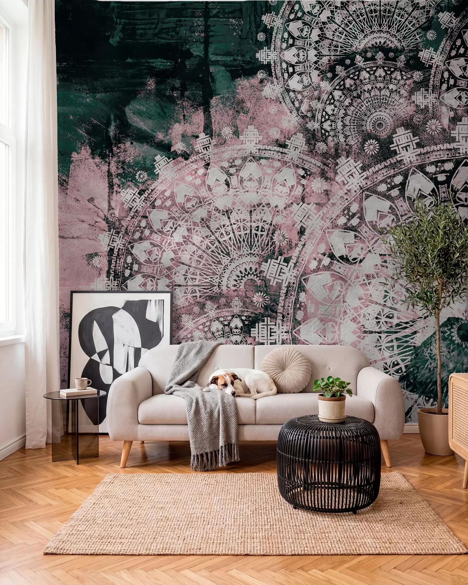 zidne murale Vintage mandala u ružičastim bojama u93958v2