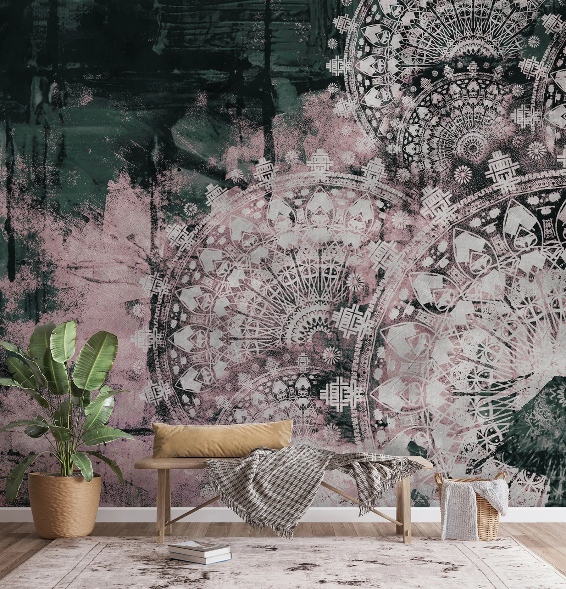 zidne murale Vintage mandala u ružičastim bojama u93958v2