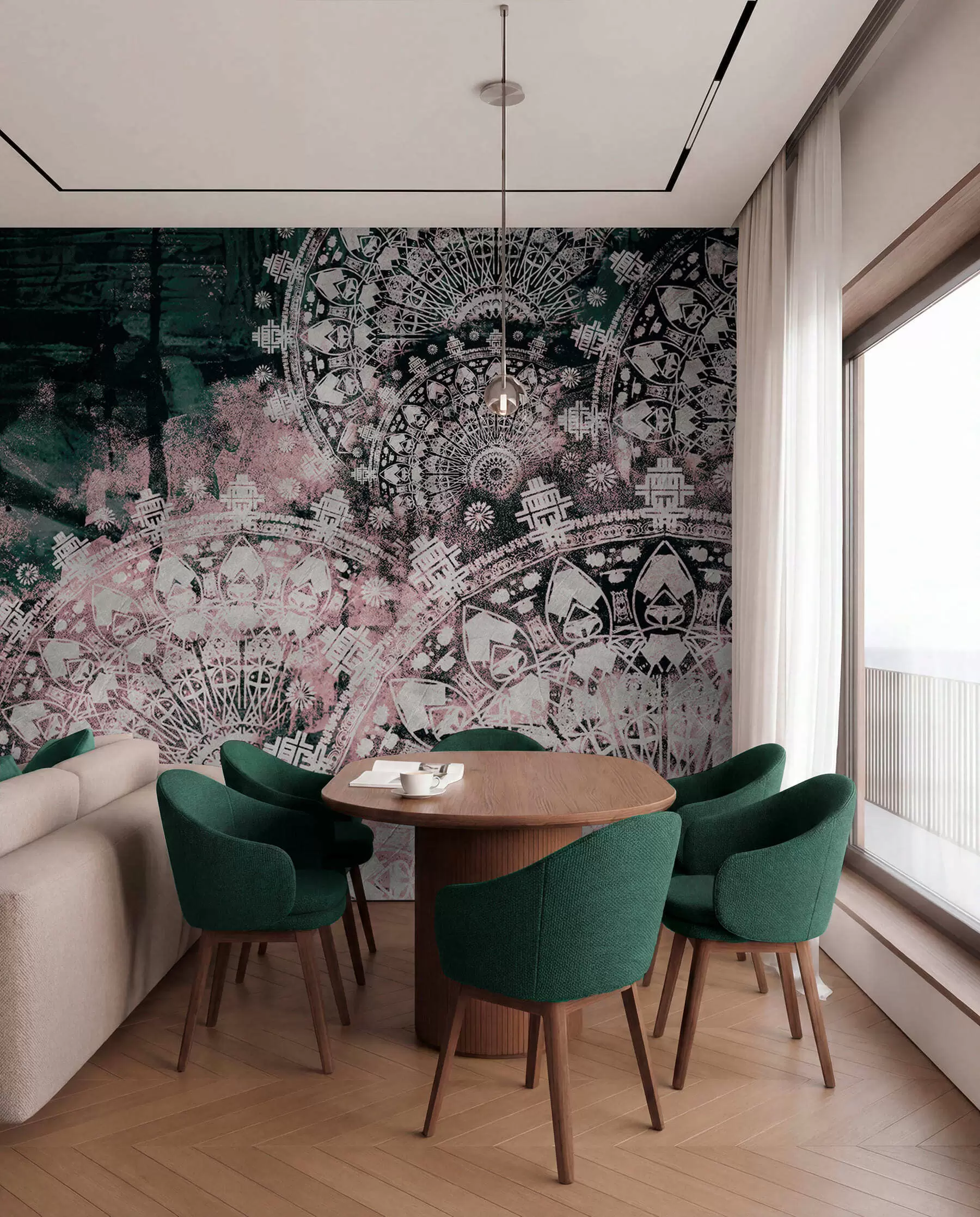 zidne murale Vintage mandala u ružičastim bojama u93958v2