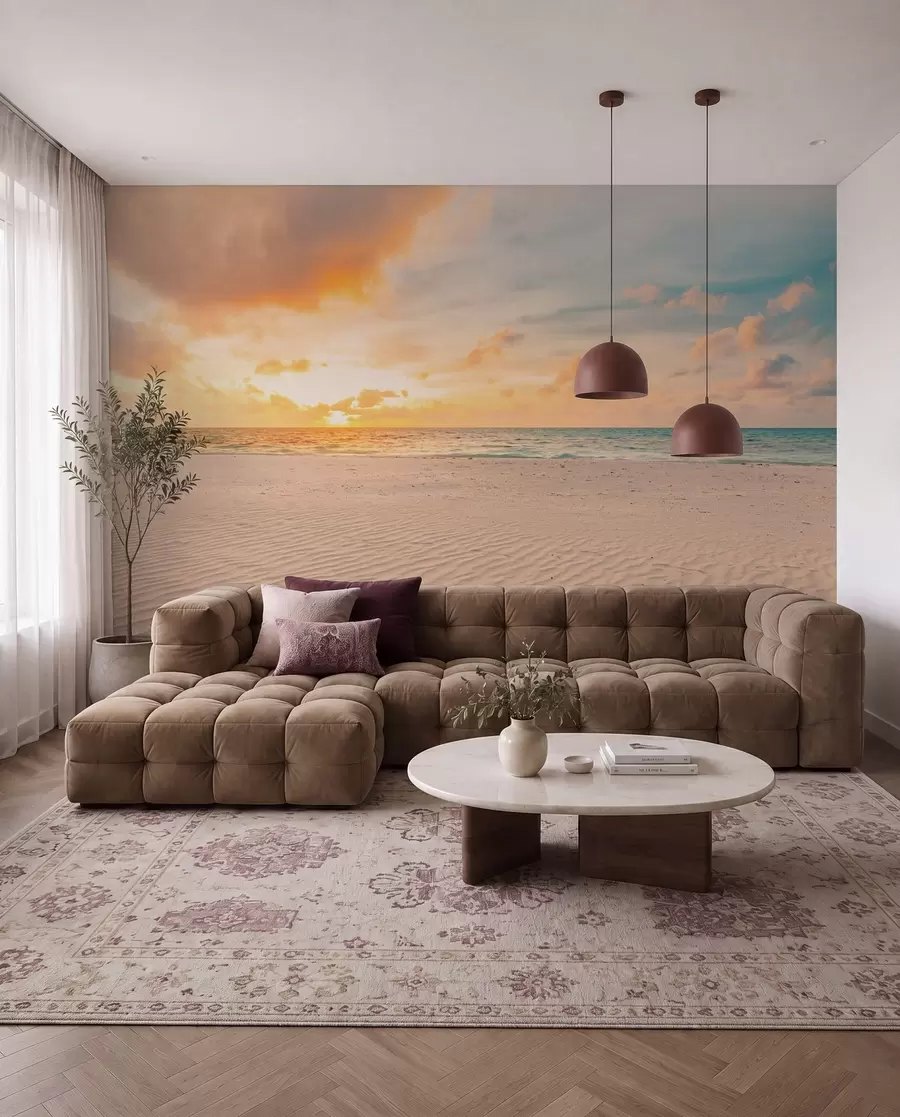 zidne murale Plaža bijeli pijesak more i valovi u97894