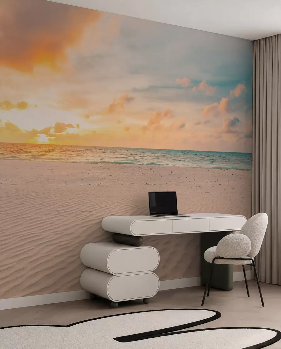 zidne murale Plaža bijeli pijesak more i valovi u97894
