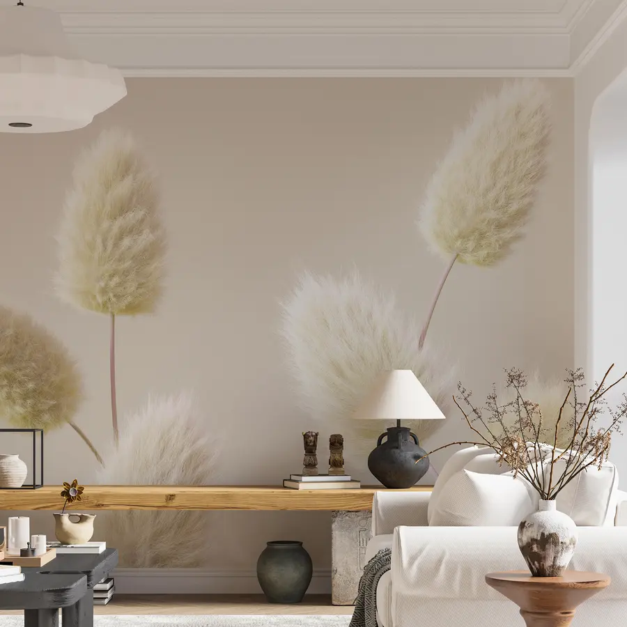 zidne murale Moderno bež suho cvijeće u boho stilu u98432v1