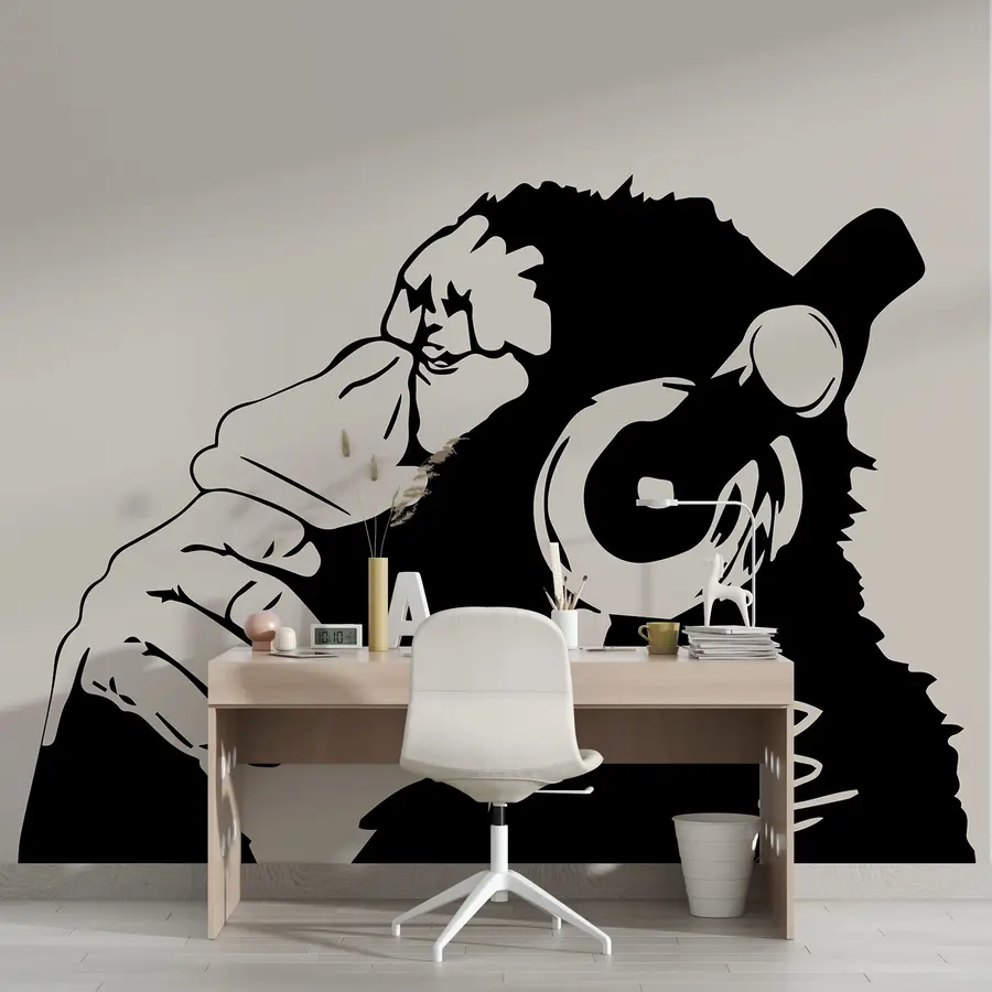 zidne murale Majmun sluša glazbu u98182